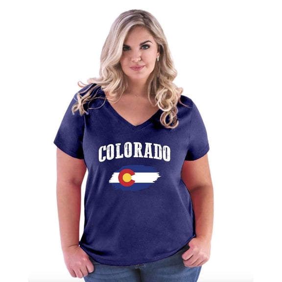 Normal is Boring - Women's Plus Size V-neck T-Shirt, up to Size 28 - Colorado Flag