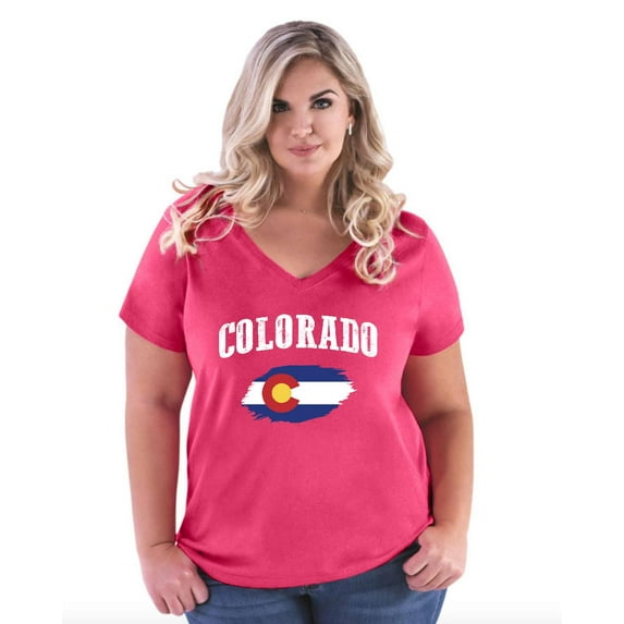 Normal is Boring - Women's Plus Size V-neck T-Shirt, up to Size 28 - Colorado Flag