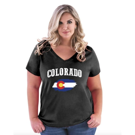 Normal is Boring - Women's Plus Size V-neck T-Shirt, up to Size 28 - Colorado Flag