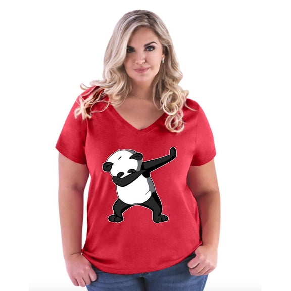Normal is Boring - Women's Plus Size V-neck T-Shirt, up to Size 28 - Dancing Panda