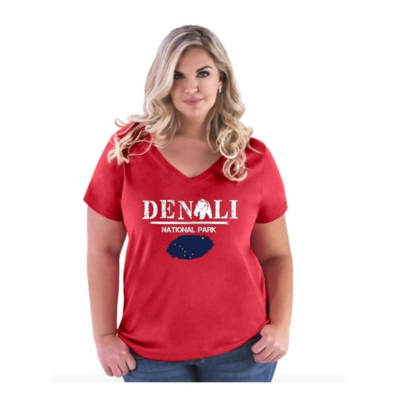 NIB - Women's Plus Size V-neck T-Shirt - Denali National Park