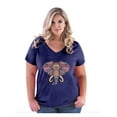 thumbnail image 1 of NIB - Women's Plus Size V-neck T-Shirt - Elephant Mosaic, 1 of 3