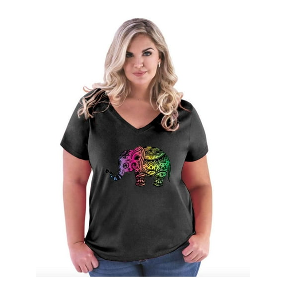 Normal is Boring - Women's Plus Size V-neck T-Shirt, up to Size 28 - Elephant
