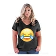 thumbnail image 1 of Normal is Boring - Women's Plus Size V-neck T-Shirt, up to Size 28 - Emoji Laughing Tears, 1 of 5
