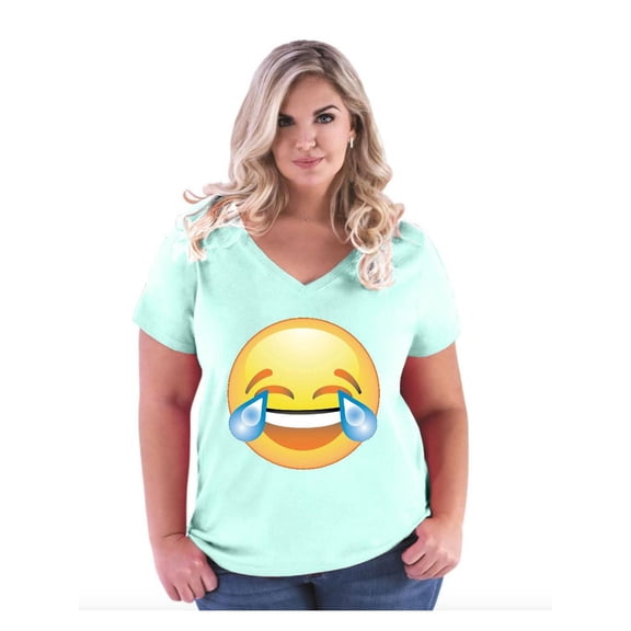 Normal is Boring - Women's Plus Size V-neck T-Shirt, up to Size 28 - Emoji Laughing Tears