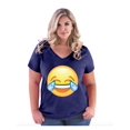 thumbnail image 1 of Normal is Boring - Women's Plus Size V-neck T-Shirt, up to Size 28 - Emoji Laughing Tears, 1 of 4