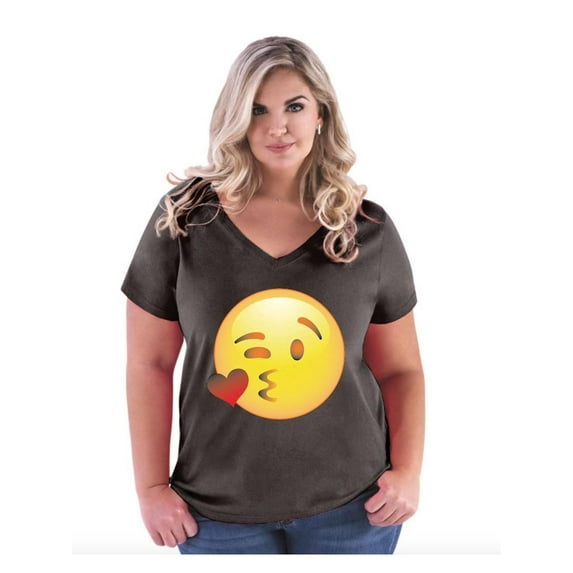 Normal is Boring - Women's Plus Size V-neck T-Shirt, up to Size 28 - Emoji Winky Face