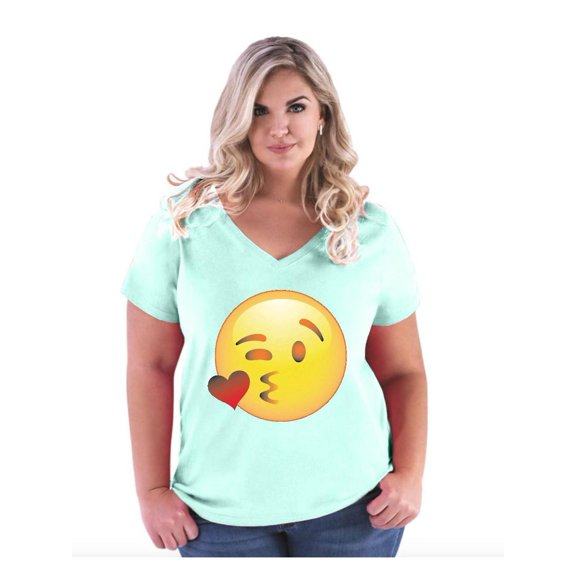 Normal is Boring - Women's Plus Size V-neck T-Shirt, up to Size 28 - Emoji Winky Face
