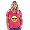 thumbnail image 1 of Normal is Boring - Women's Plus Size V-neck T-Shirt, up to Size 28 - Emoji with Sunglasses, 1 of 5