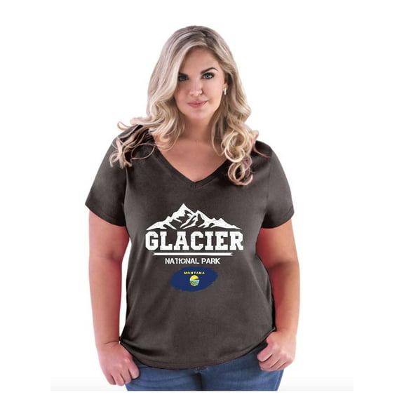 Normal is Boring - Women's Plus Size V-neck T-Shirt, up to Size 28 - Glacier National Park