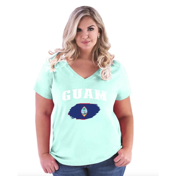 NIB - Women's Plus Size V-neck T-Shirt - Guam Flag