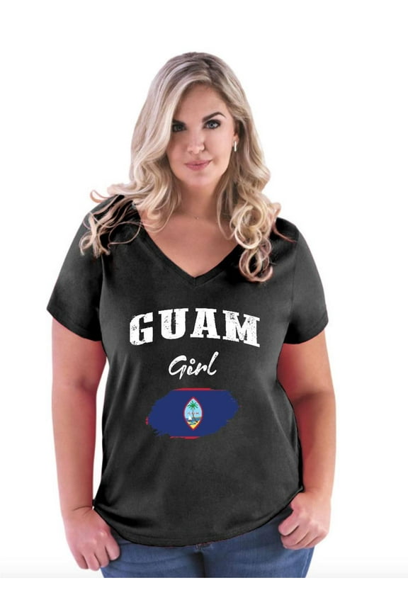 - Women's Plus Size V-neck T-Shirt, up to Size 28 - Guam Girl