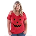 thumbnail image 1 of Normal is Boring - Women's Plus Size V-neck T-Shirt, up to Size 28 - Halloween Costume Pumpkin Face, 1 of 5