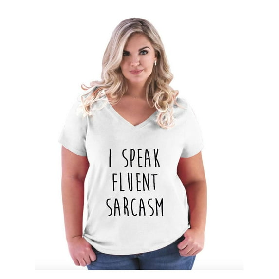 Normal is Boring - Women's Plus Size V-neck T-Shirt, up to Size 28 - I Speak Fluent Sarcasm