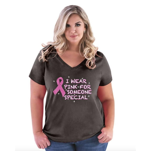 NIB - Women's Plus Size V-neck T-Shirt - I Wear Pink for Someone Special