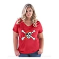 thumbnail image 1 of Normal is Boring - Women's Plus Size V-neck T-Shirt, up to Size 28 - Jolly Roger Skull & Crossbones, 1 of 5