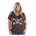 thumbnail image 1 of Normal is Boring - Women's Plus Size V-neck T-Shirt, up to Size 28 - Jolly Roger Skull & Crossbones, 1 of 5