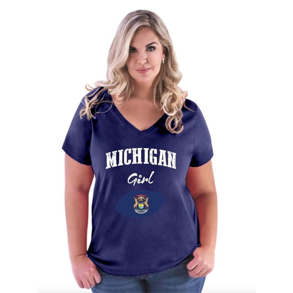 Normal is Boring - Women's Plus Size V-neck T-Shirt, up to Size 28 - Michigan Girl