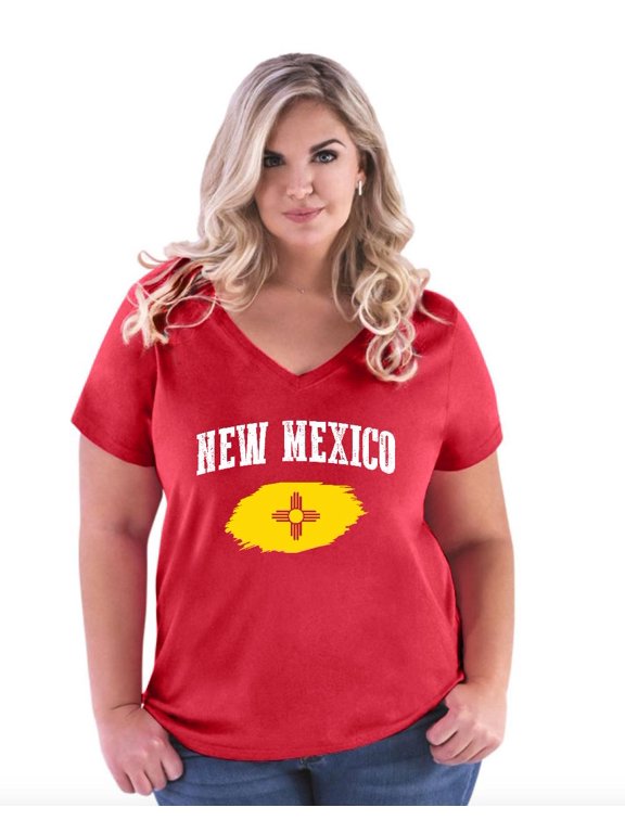 - Women's Plus Size V-neck T-Shirt, up to Size 28 - New Mexico