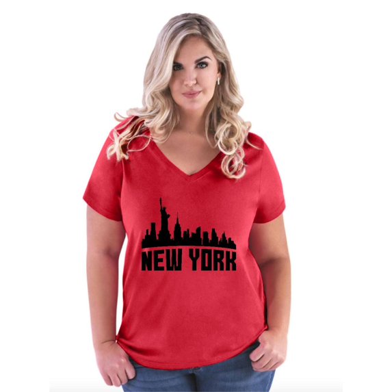 Normal is Boring - Women's Plus Size V-neck T-Shirt, up to Size 28 - New York City