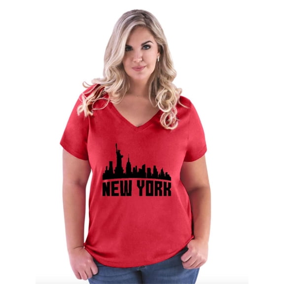 Normal is Boring - Women's Plus Size V-neck T-Shirt, up to Size 28 - New York City