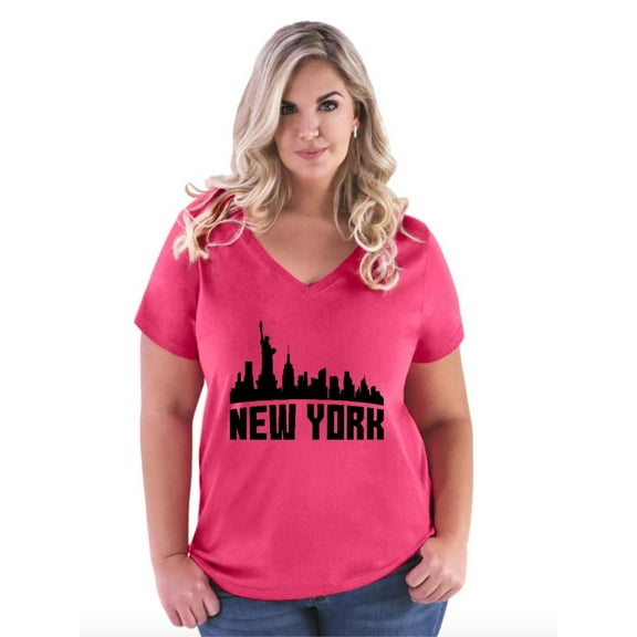 Normal is Boring - Women's Plus Size V-neck T-Shirt, up to Size 28 - New York City