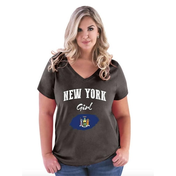 Normal is Boring - Women's Plus Size V-neck T-Shirt, up to Size 28 - New York Girl