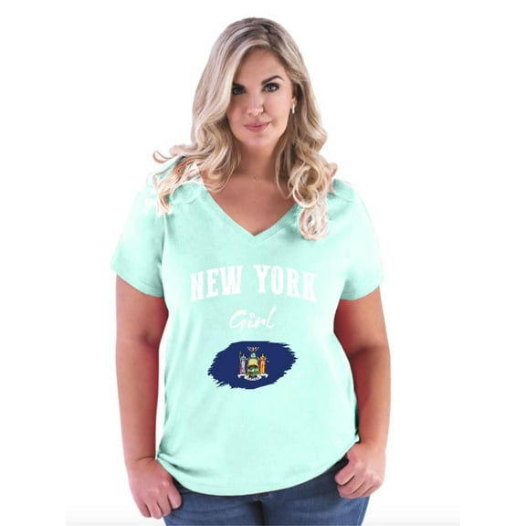 Normal is Boring - Women's Plus Size V-neck T-Shirt, up to Size 28 - New York Girl