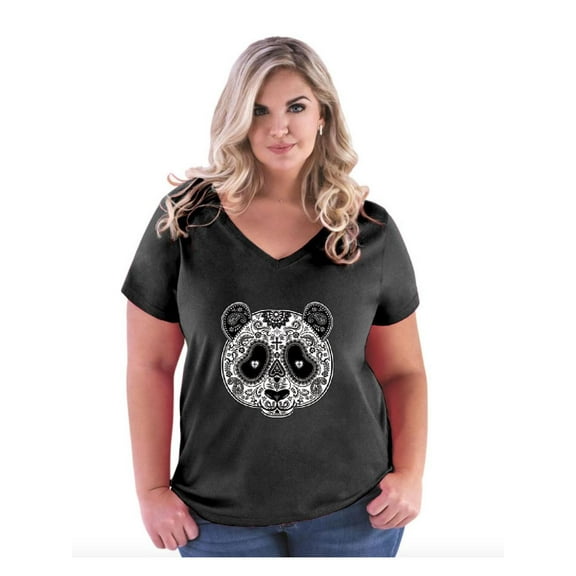 Normal is Boring - Women's Plus Size V-neck T-Shirt, up to Size 28 - Panda