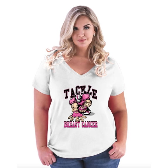Normal is Boring - Women's Plus Size V-neck T-Shirt, up to Size 28 - Tackle Breast Cancer