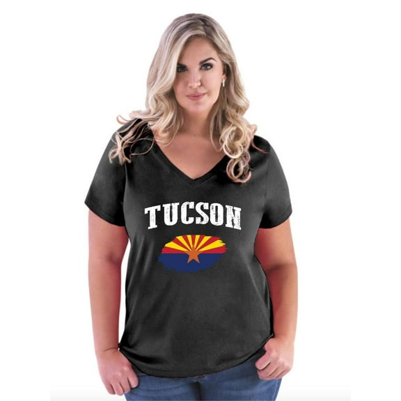 Normal is Boring - Women's Plus Size V-neck T-Shirt, up to Size 28 - Tucson Arizona Flag