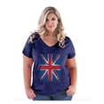 thumbnail image 1 of NIB - Women's Plus Size V-neck T-Shirt - Union Jack British Flag, 1 of 3