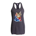 thumbnail image 1 of Normal is Boring - Women's Racerback Tank Top, up to Women Size 2XL - American Flag 4th of July Kitty, 1 of 2