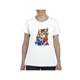 thumbnail image 1 of Normal is Boring - Women's T-Shirt Short Sleeve, up to Women Size 3XL - American Flag 4th of July Kitty, 1 of 5
