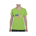 thumbnail image 1 of Normal is Boring - Women's T-Shirt Short Sleeve, up to Women Size 3XL - American Flag USA in Gold, 1 of 5
