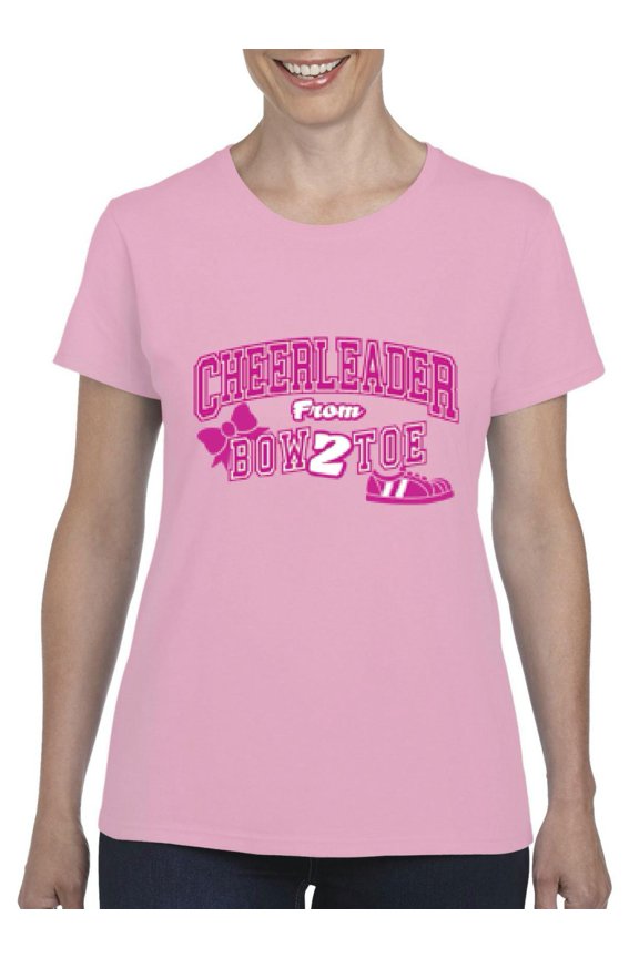 - Women's T-Shirt Short Sleeve, up to Women Size 3XL - Cheerleader Bow 2 Toe