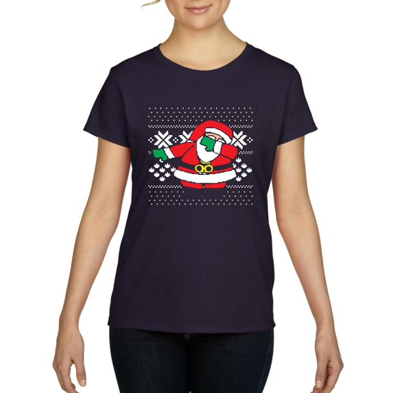 NIB - Women's T-Shirt Short Sleeve - Christmas Dancing Santa