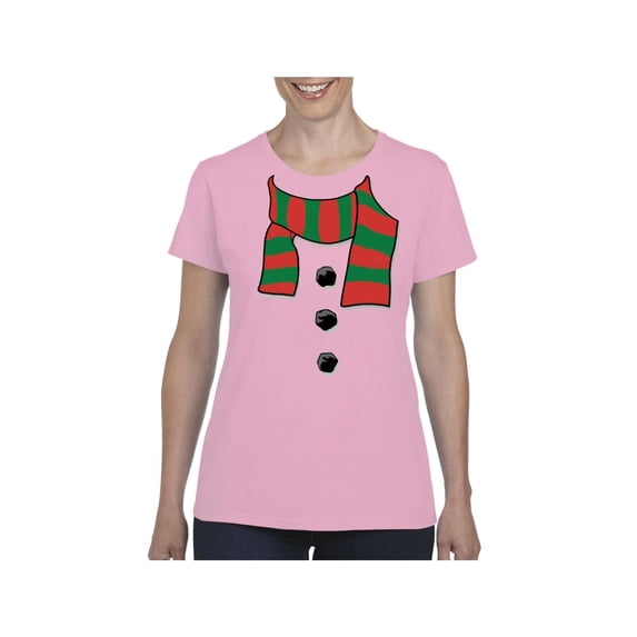 NIB - Women's T-Shirt Short Sleeve - Christmas Snowman Scarf