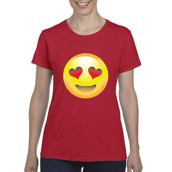 Normal is Boring - Women's T-Shirt Short Sleeve, up to Women Size 3XL - Emoji Heart-Shaped Eyes