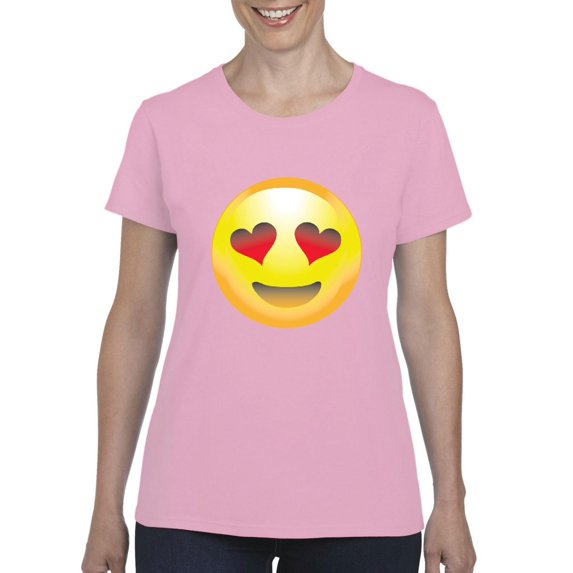 Normal is Boring - Women's T-Shirt Short Sleeve, up to Women Size 3XL - Emoji Heart-Shaped Eyes