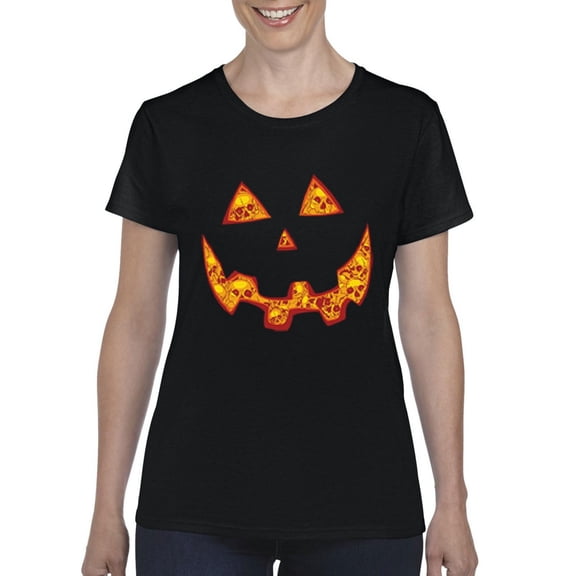 IWPF - Women's T-Shirt Short Sleeve - Halloween Costume Pumpkin Face