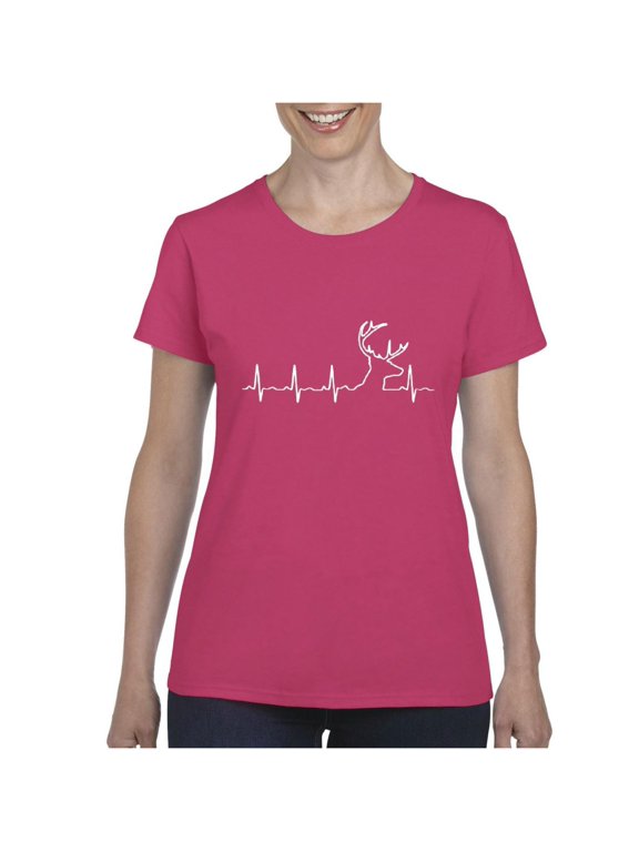 - Women's T-Shirt Short Sleeve, up to Women Size 3XL - Heartbeat Hunting