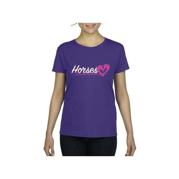 NIB - Women's T-Shirt Short Sleeve - Horses Where My Heart Is