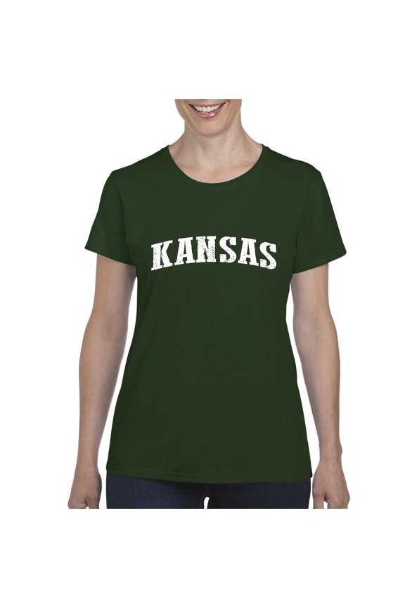 - Women's T-Shirt Short Sleeve, up to Women Size 3XL - Kansas