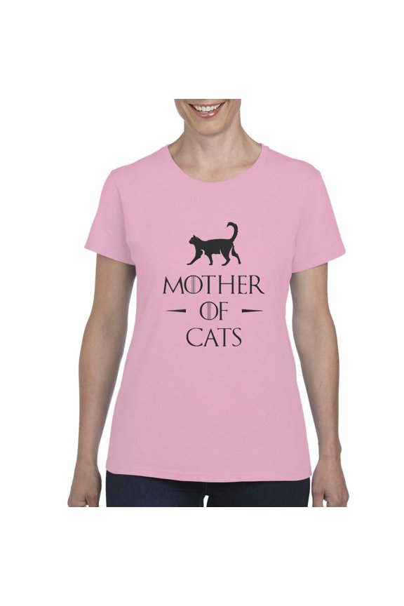- Women's T-Shirt Short Sleeve, up to Women Size 3XL - Mother of Cats