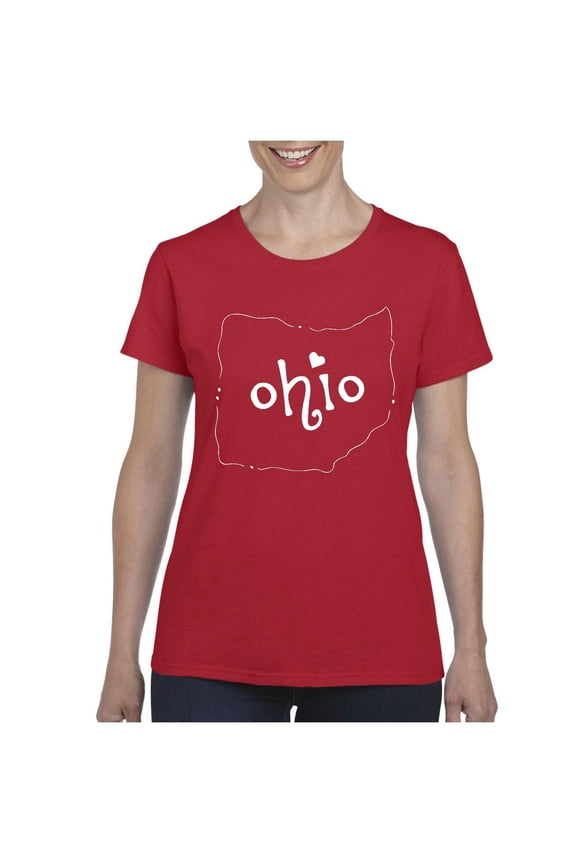 - Women's T-Shirt Short Sleeve, up to Women Size 3XL - Ohio Map