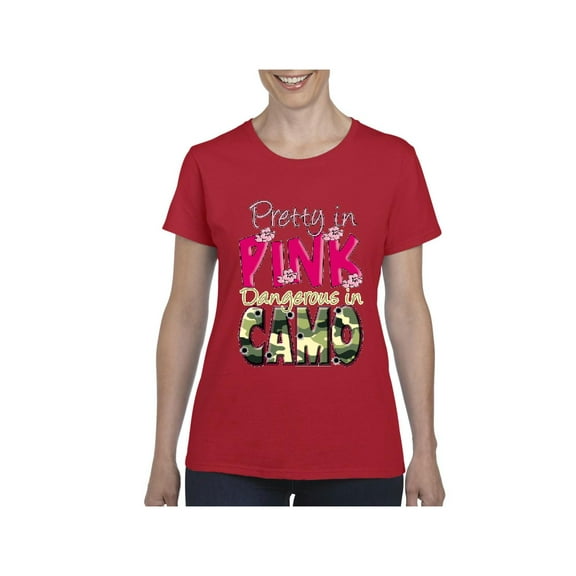 Normal is Boring - Women's T-Shirt Short Sleeve, up to Women Size 3XL - Pretty in Pink Dangerous in Camo