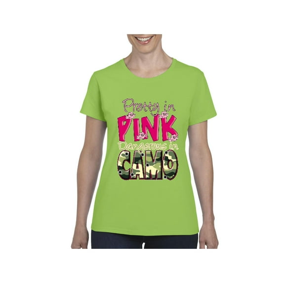 Normal is Boring - Women's T-Shirt Short Sleeve, up to Women Size 3XL - Pretty in Pink Dangerous in Camo