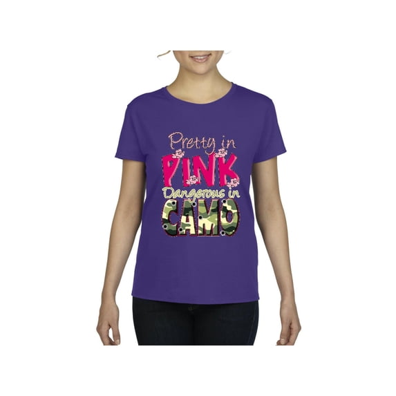 Normal is Boring - Women's T-Shirt Short Sleeve, up to Women Size 3XL - Pretty in Pink Dangerous in Camo