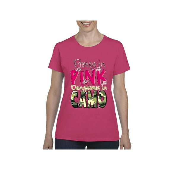 Normal is Boring - Women's T-Shirt Short Sleeve, up to Women Size 3XL - Pretty in Pink Dangerous in Camo